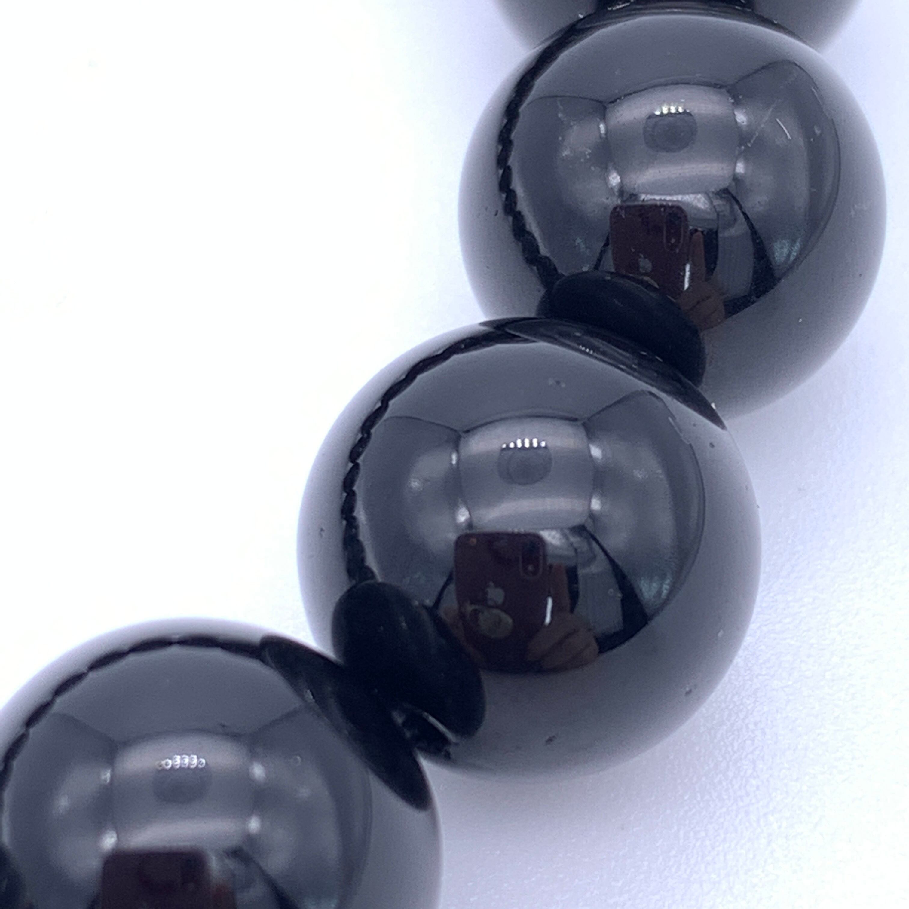 モリオン 純天然 黒水晶 ブレスレット 約12mm玉管理番号112-4921