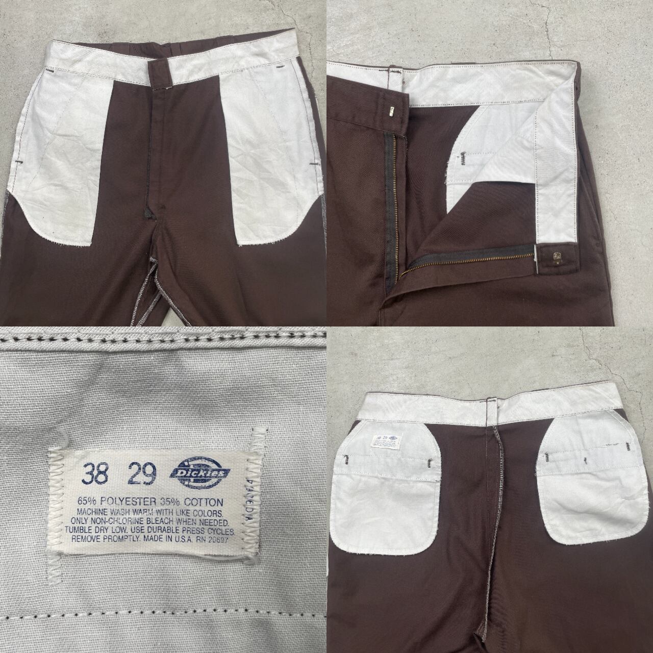 80's Dickies ブラウン USA 33×33 古着 ヴィンテージ