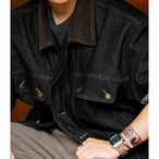 Corduroy Collar Denim Jacket Long Sleeve Work Jacket ◇H0367