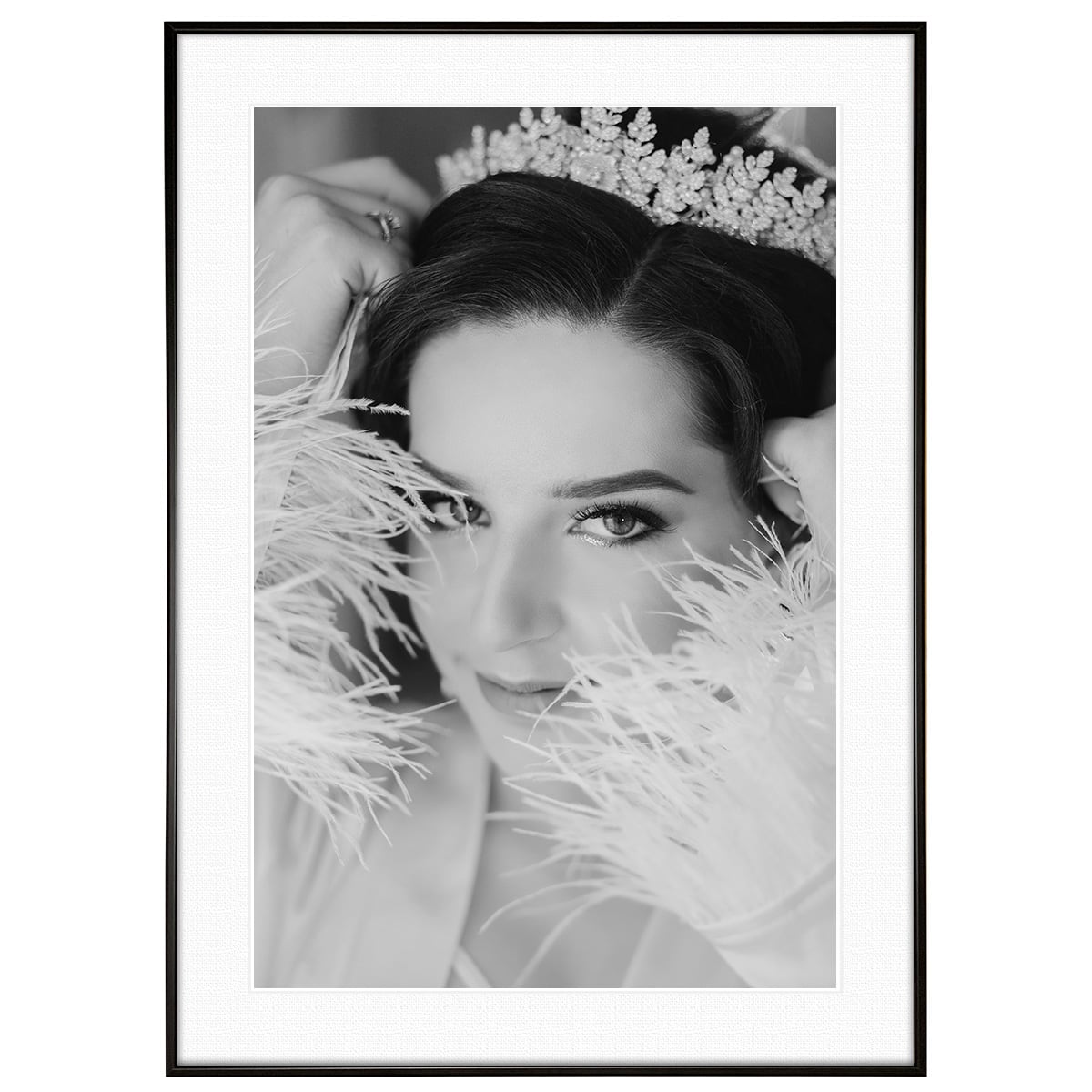 人物写真 こちらを見つめる女性 インテリアモノクロアートフォトポスター額装 AS4627