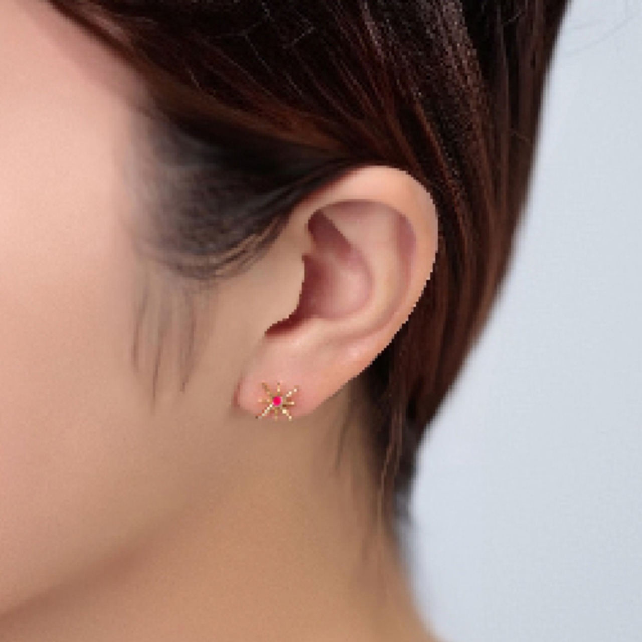 【在庫2】Diptiya片耳ピアス:ルビー