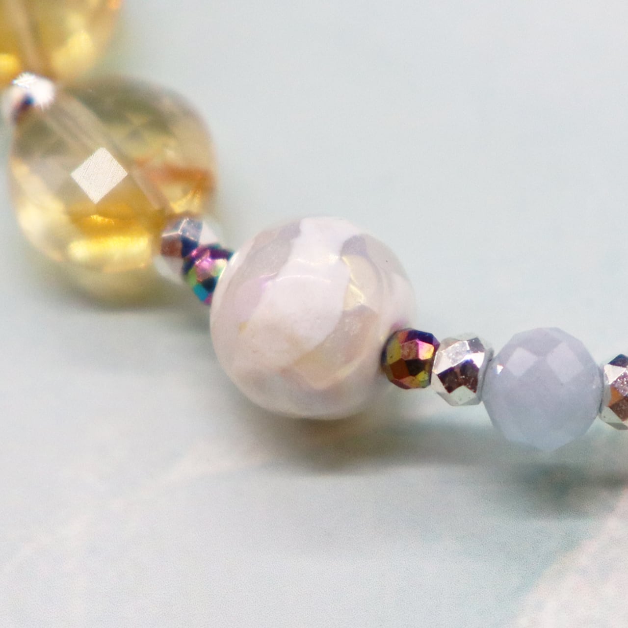 Like a Honey Candy】水紋天珠×シトリン×カイヤナイト×アクアマリン