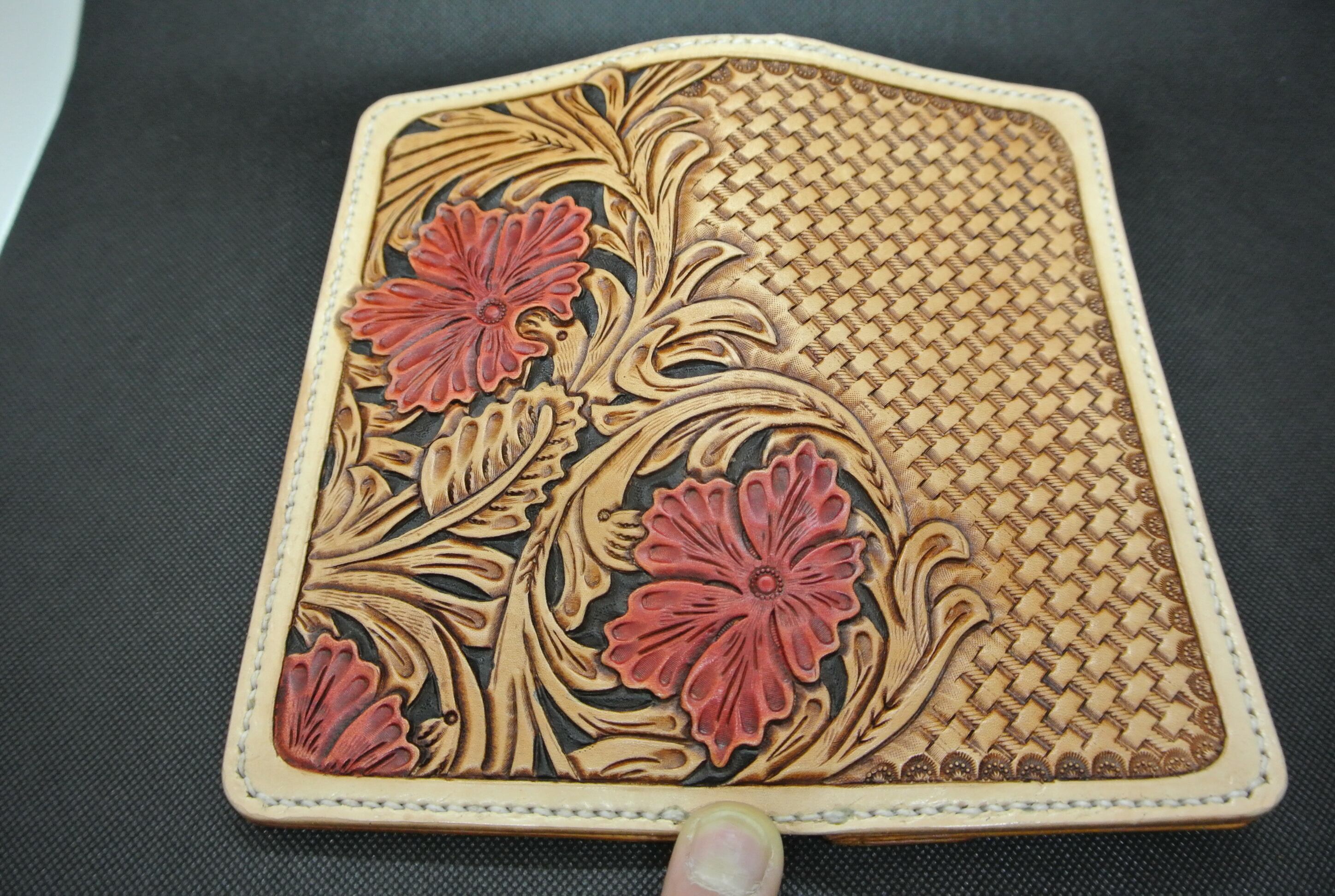 シェリダンスタイルカービング＋バスケット柄ロングウォレット③ | fkoubou 