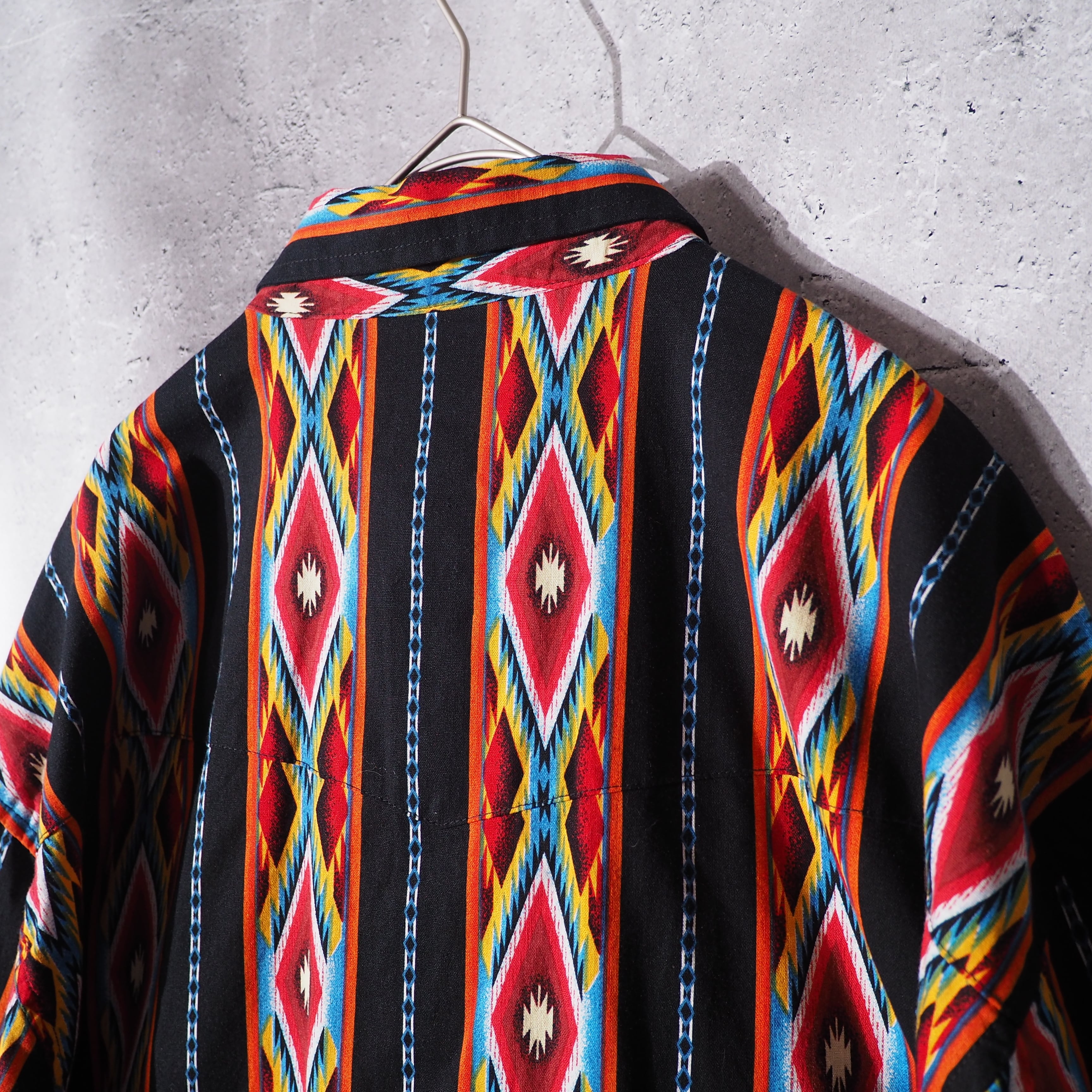 ” Wrangler ” ethnic stripe pattern vintage loose silhouette western shirt