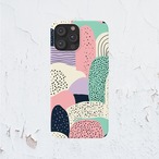 受注生産 iPhoneケース パステル丸角ブロックのポップ柄｜レトロポップ PABS033B