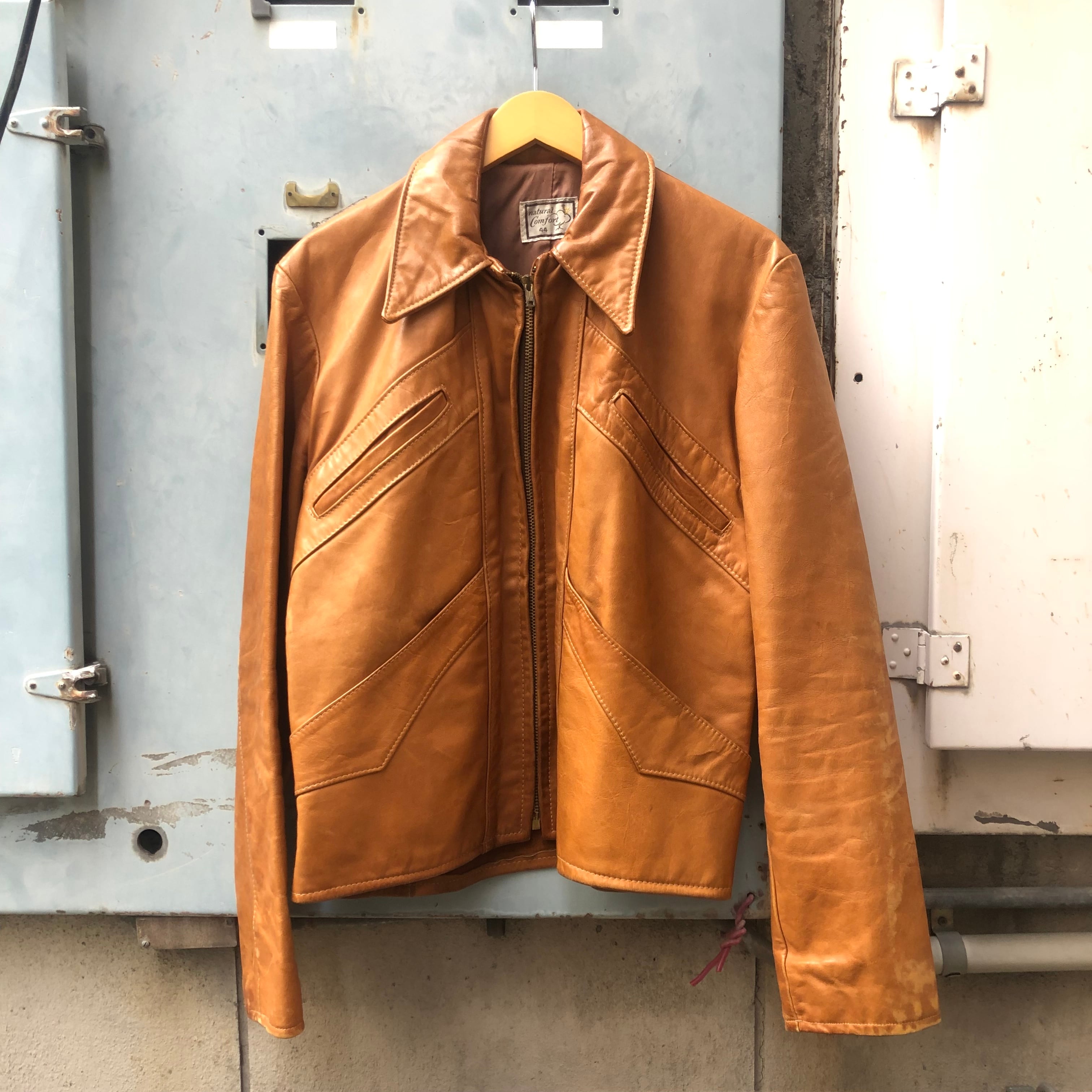 70's natural comfort leather jacket袖丈57cm