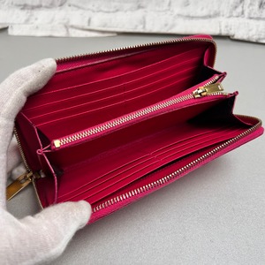 SAINT LAURENT サンローラン Vステッチ マテラッセ レザー 長財布 ピンク A-14098