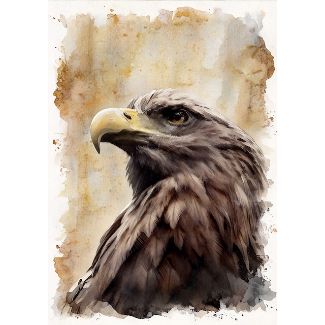 絵画 動物 タカ インテリアアート額付き 水彩画風 WAT1774