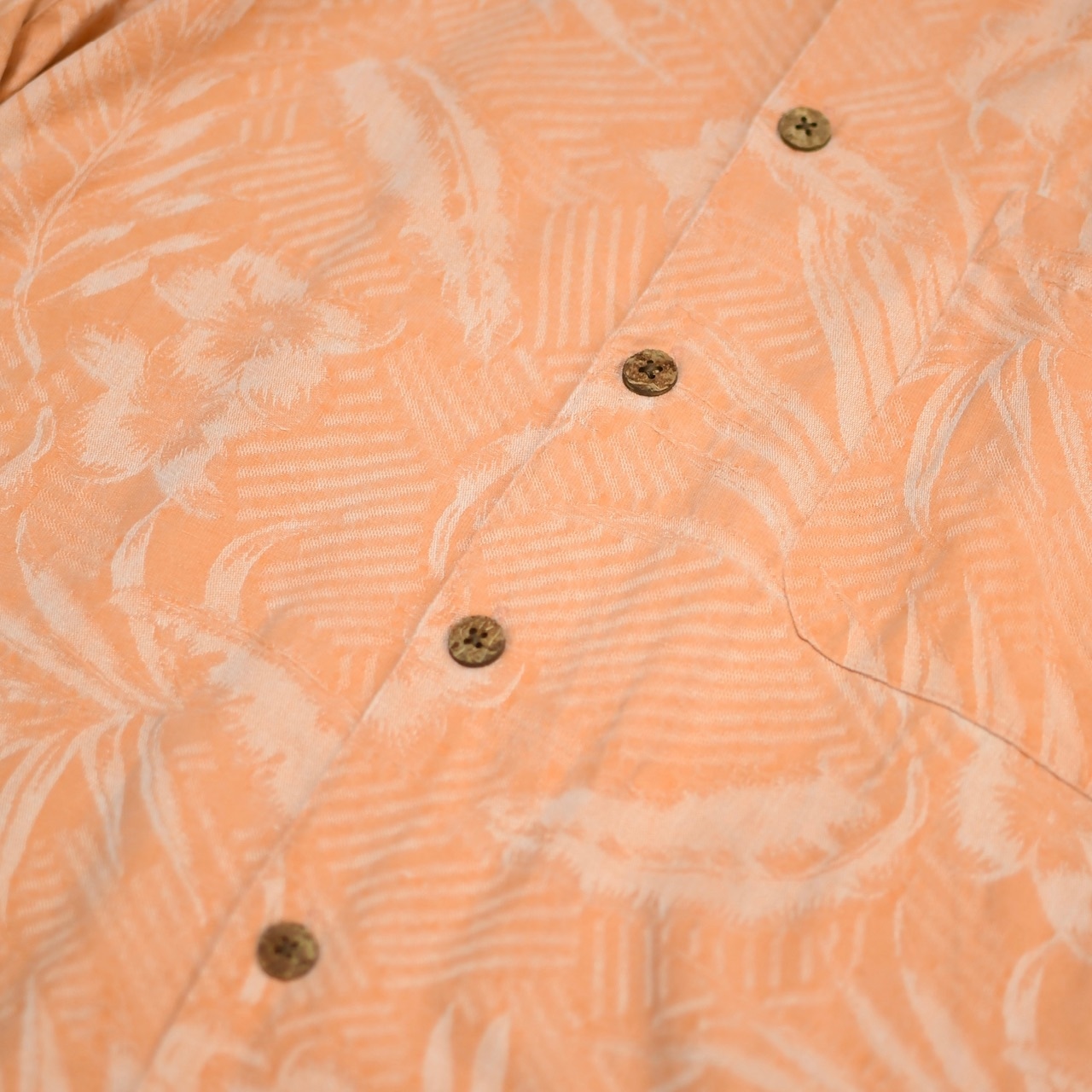 jacquard weave design aloha shirt salmon pink