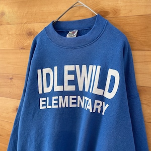 【FRUIT OF THE LOOM】90s USA製 プリントスウェット トレーナー Idlewild Elementary L ロゴ us古着