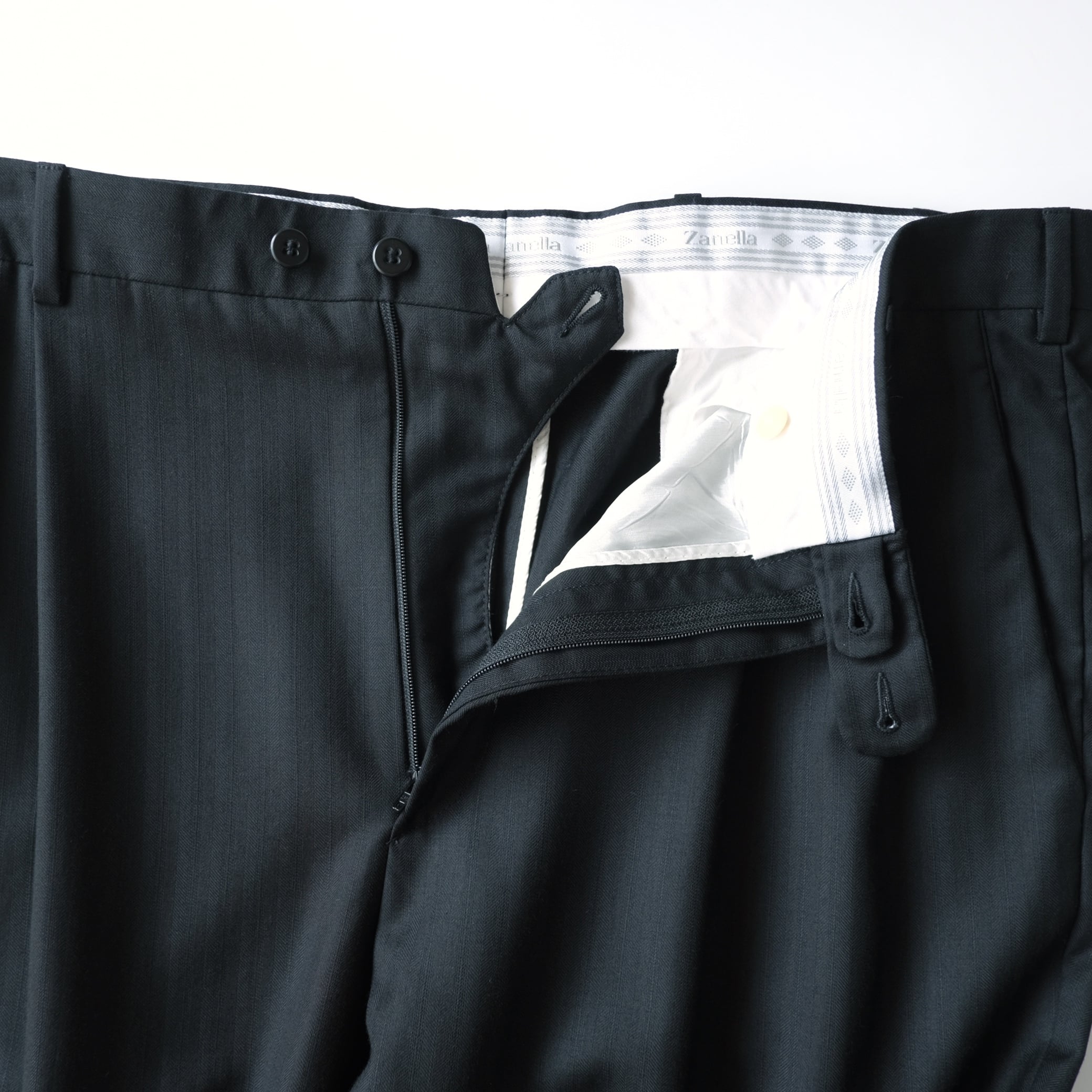 Zanella】Two-tuck Slacks Black 36 Made in Italy | RE:FOUND