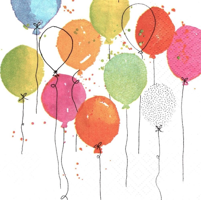 【Braun+Company】バラ売り2枚 ランチサイズ ペーパーナプキン Balloon Party ホワイト