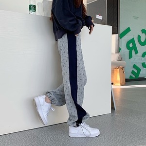 smiley print sports pants 2359