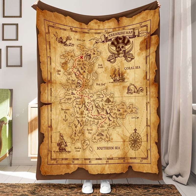 マルチ ブランケット ふわふわ ヴィンテージ調 宝の地図 おしゃれ