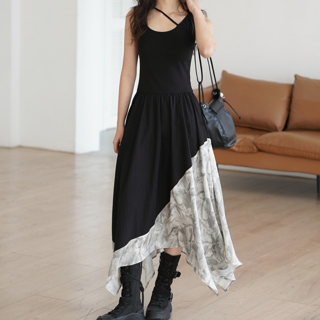 floral panel sleeveless dress L0067