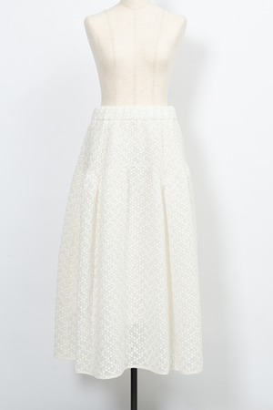 Peony Snow Shirring Embroidery 2way Skirt WHITE