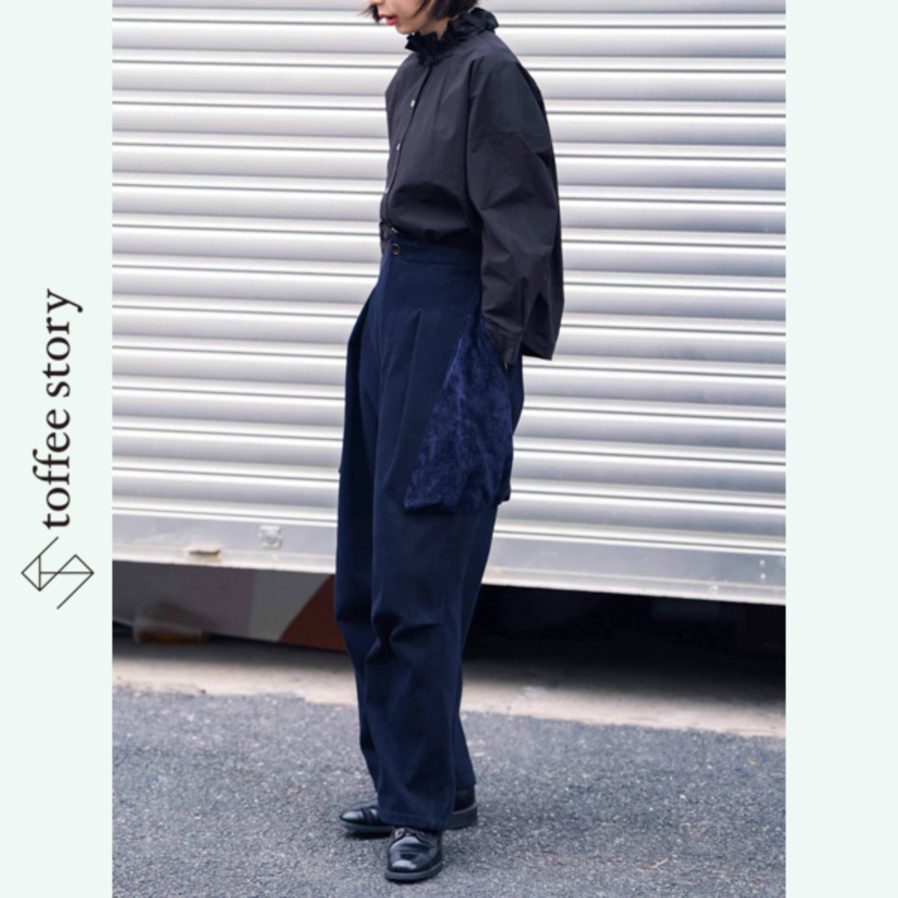 【3color】小フリルが揺れる物語色のハイネック綿シャツ《W0206》