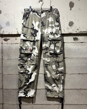 【Caka otto】Woodland Camouflage Pattern Wide Cargo Pants