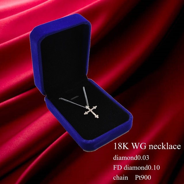 【JEWELRY】5-32-10　　　　　　　　　　　　　　　Cross Necklace 18KＷＧ/pt900　