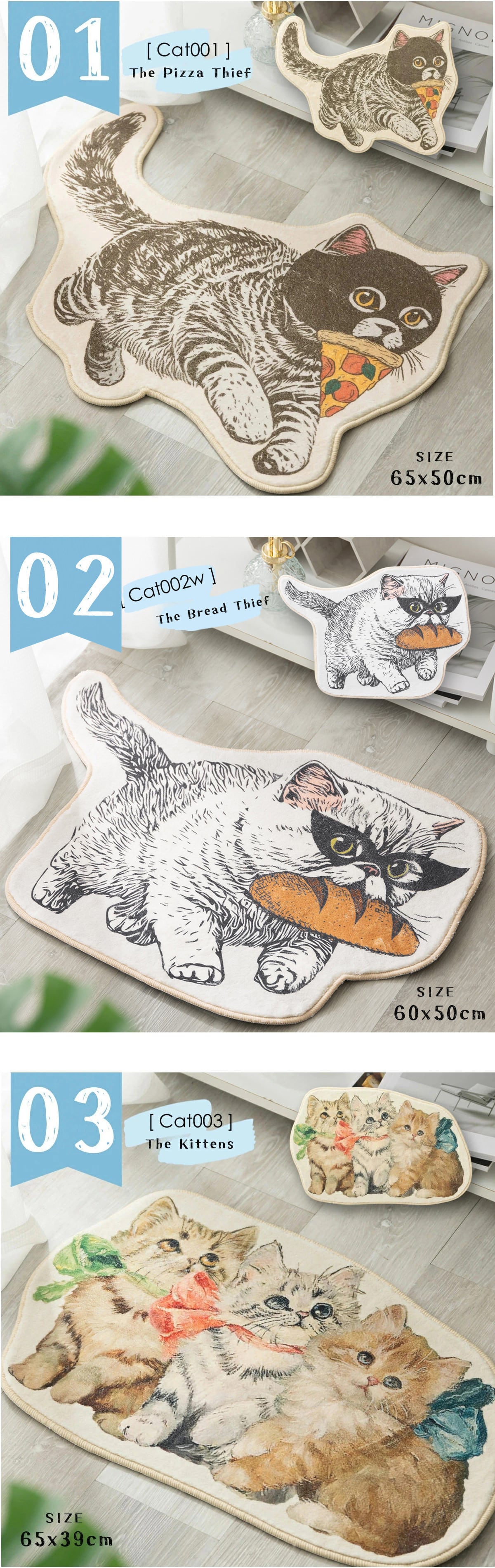 もこもこ起毛マット ネコデザイン 滑り止め付 65x50cm | Jubilee