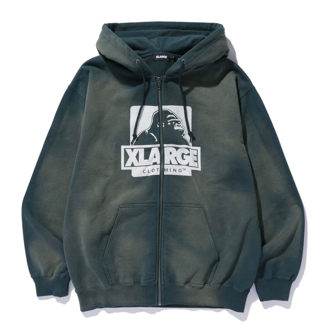 【XLARGE】DISCHARGE PRINTED OG ZIP HOODED SWEATSHIRT【エクストララージ】