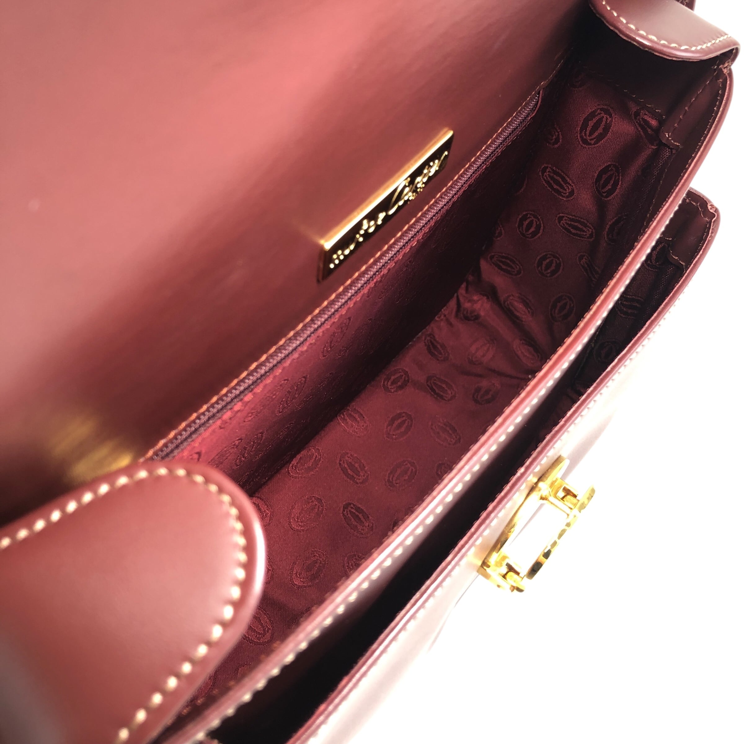 Cartier カルティエ マストライン ショルダーバッグ ボルドー レザー