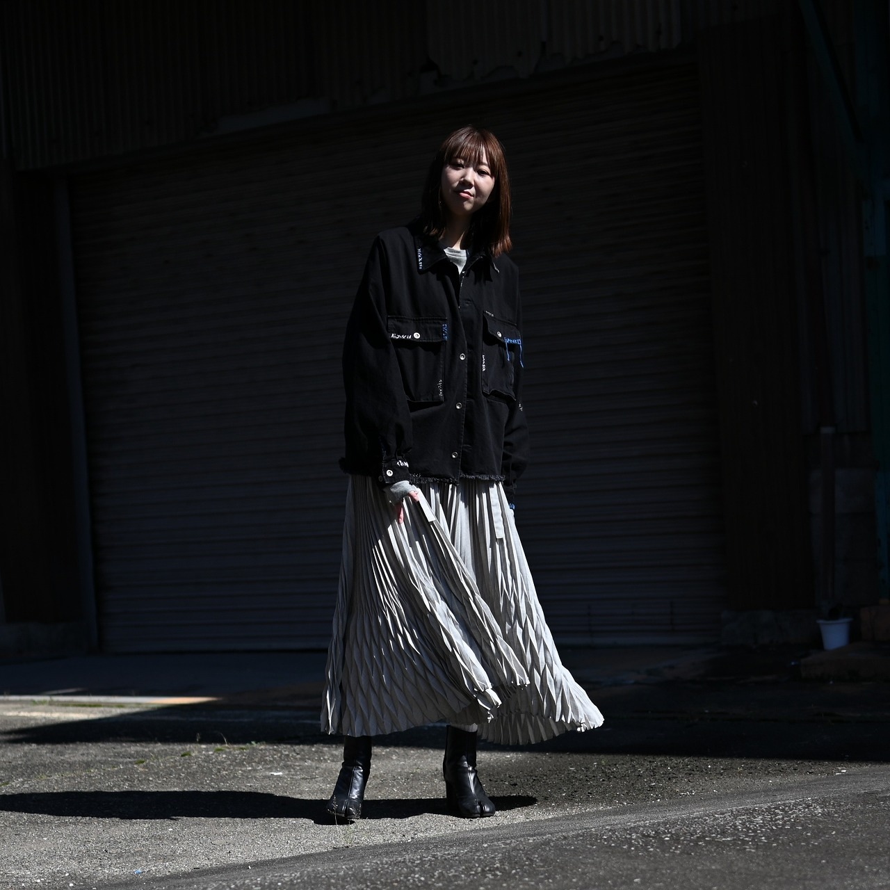 KUON / GANKO別注 Sashiko Kimono Sleeve Cutoff Denim shirt jacket レディースコーディネート
