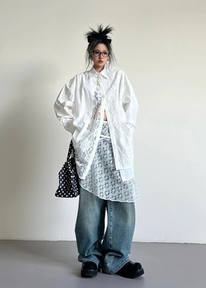 lace stitching loose top