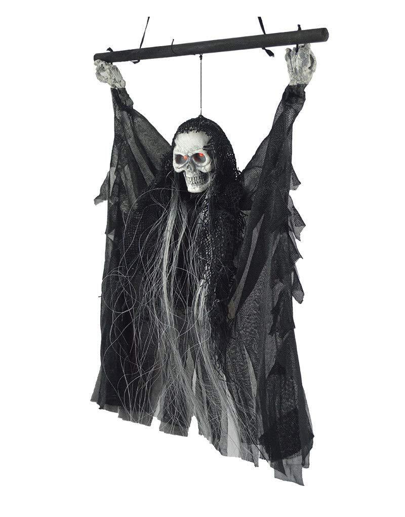 ハロウィン スカルゴースト サウンド&ライト 吊り下げ装飾 人形 死神