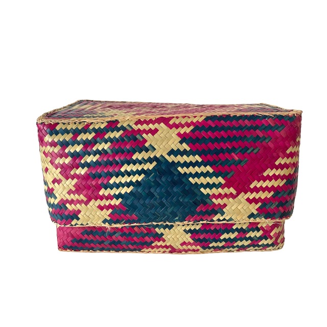 Rectangular colourful basket M w28cm×16cm×h16cm四角カラフル蓋付き収納かご
