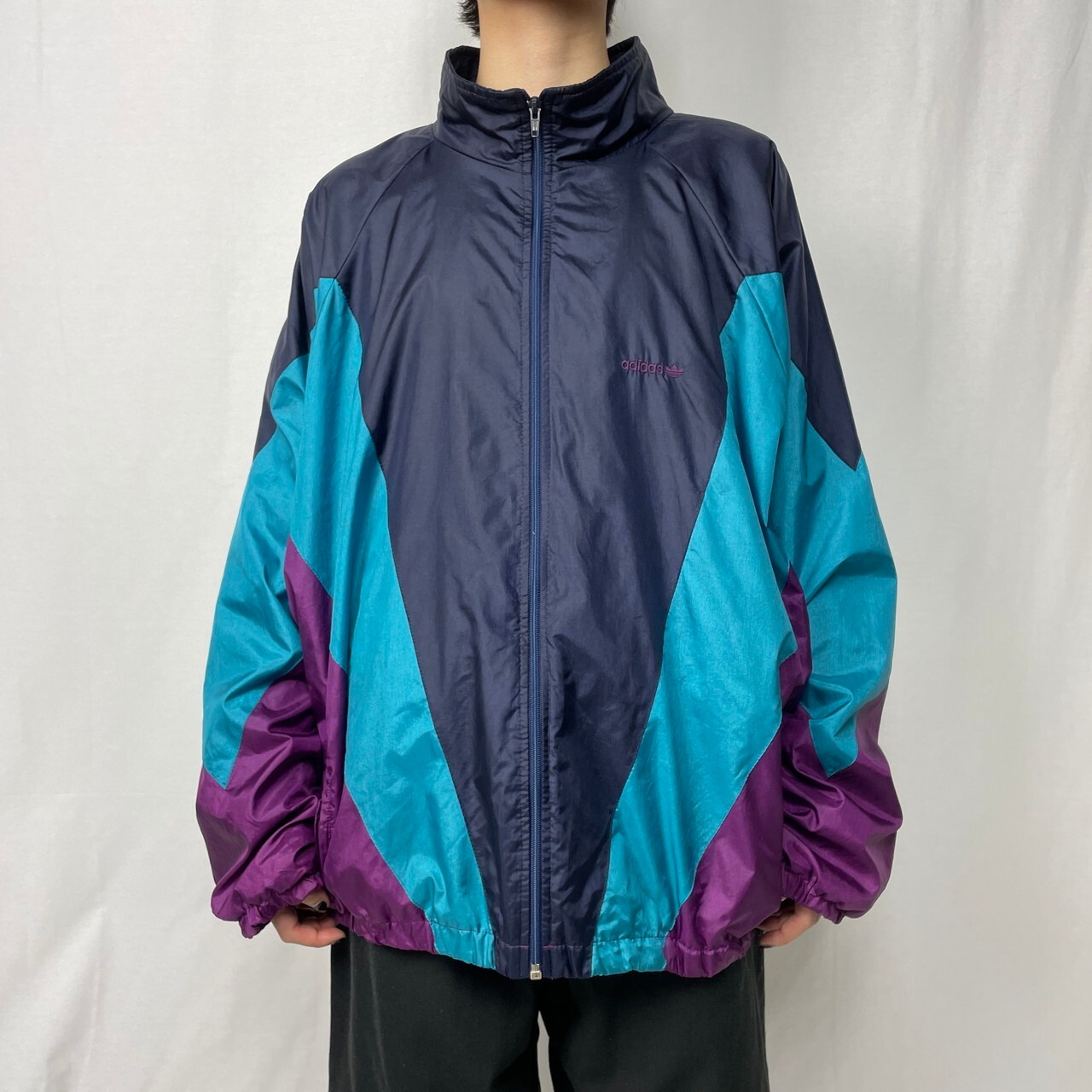 80年代 adidas アディダス ナイロン トラックジャケット メンズ2XL相当 