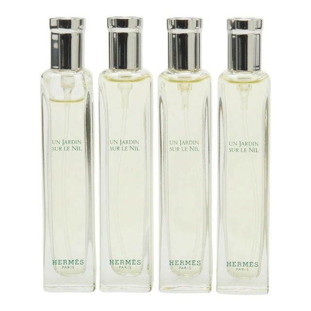 エルメス UN JARDIN SUR LE NIL ナイルの庭 15ml 香水 4本セット クリア シルバー ガラス レディース HERMES 【中古】