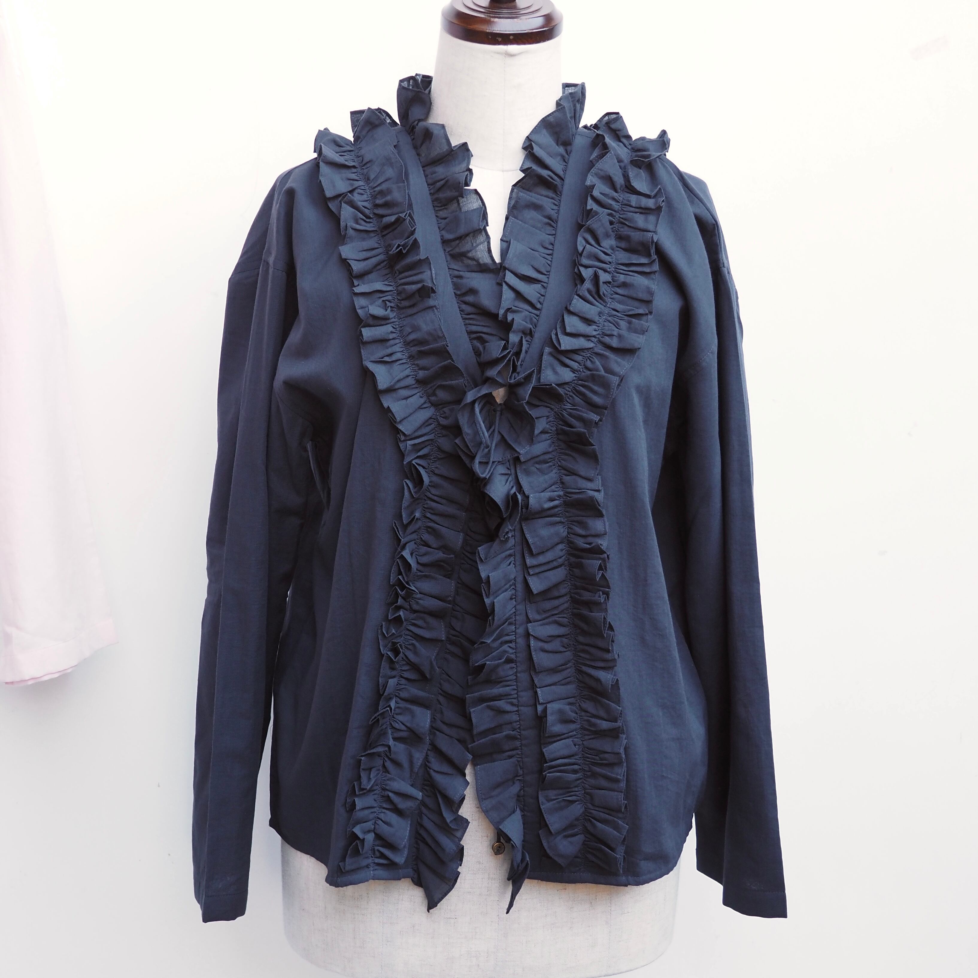 BUNON/Double Frill Cape/フリルケープ(black・ecru)