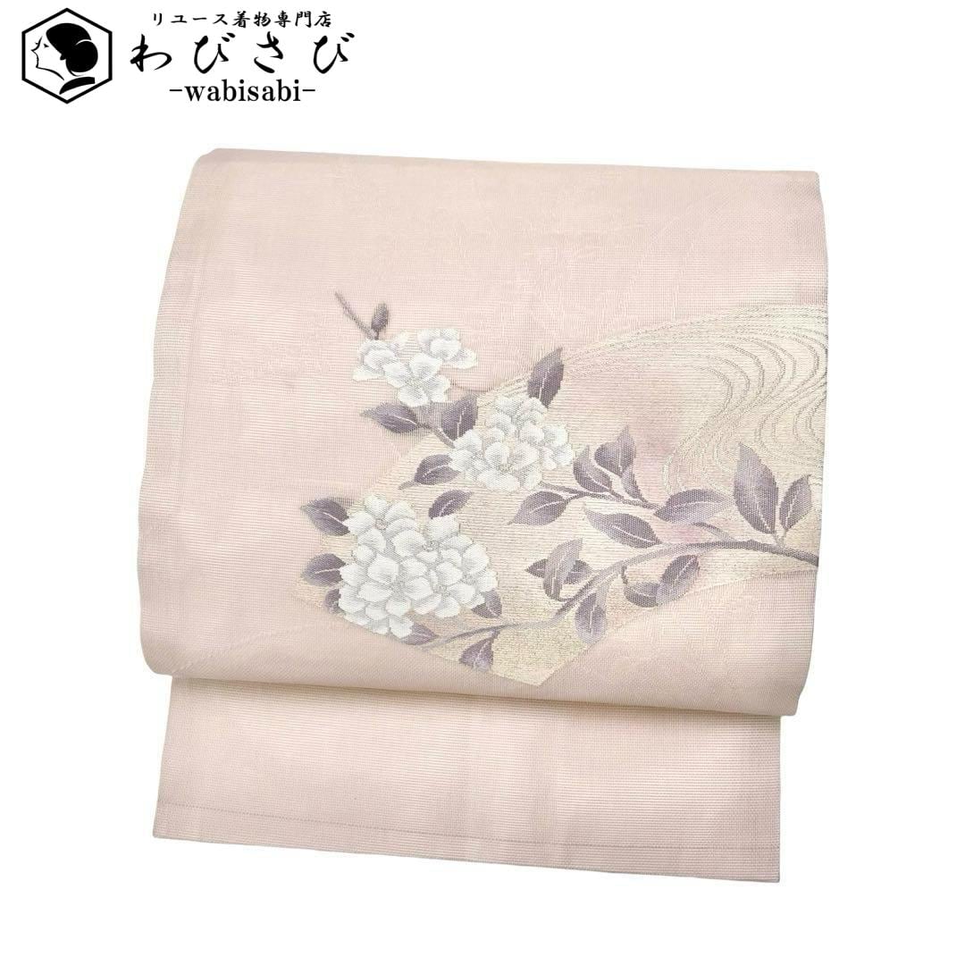 名古屋帯 刺繍柄草花模様 染分け 紬 枯野色 O-3510 名古屋帯 刺繍柄草花模様 染分け 紬 枯野色 O-3510 着物 きもの kimono