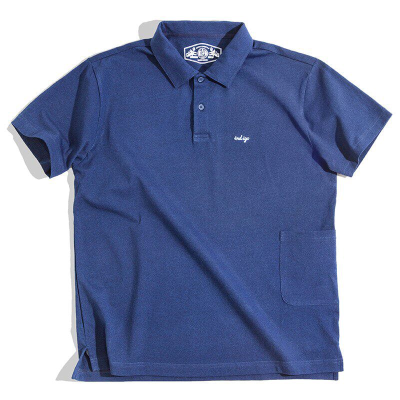 Indigo-dyed logo embroidered polo shirt 00568