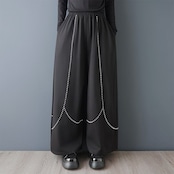 曲線 ステッチ ワイド パンツ  00366