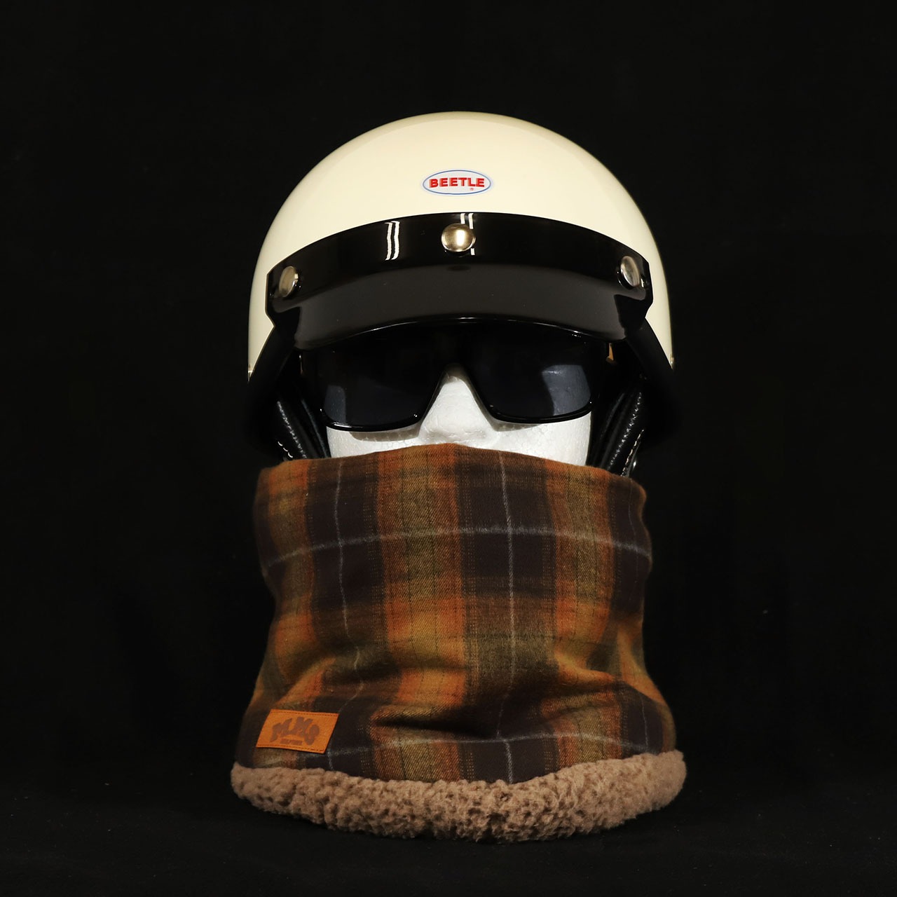 ROBIN NECK WARMER /タータンチェック（ORANGE）&ブラウンファー