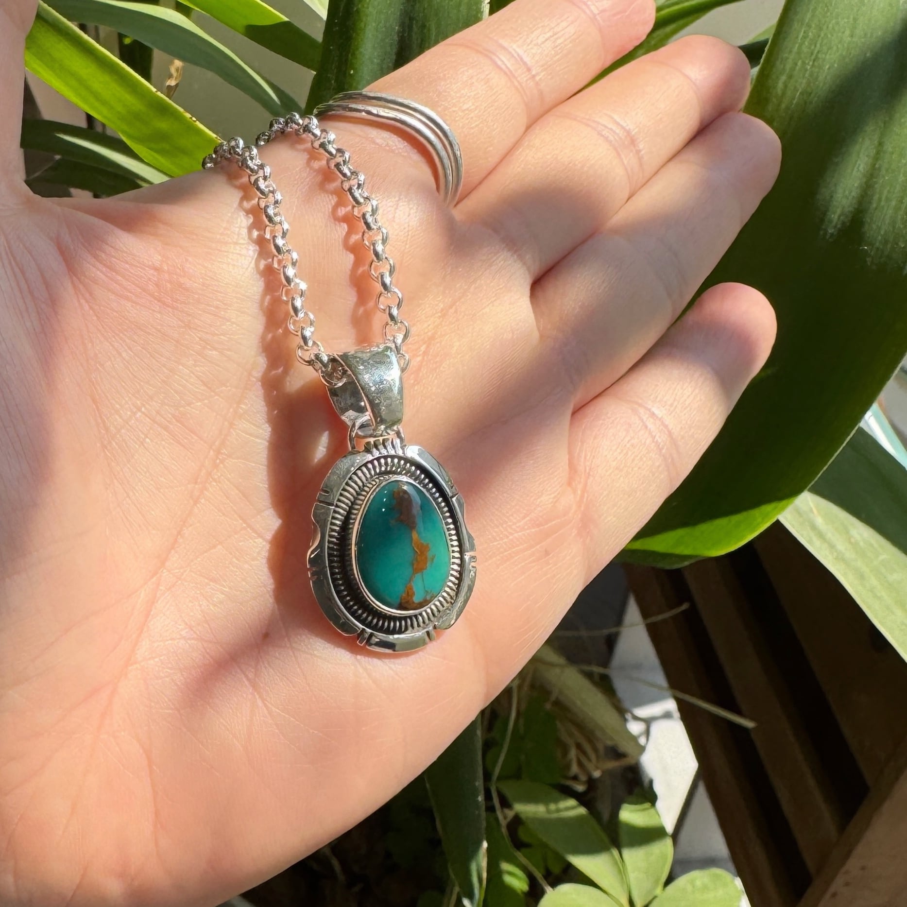 Indian Jewelry 》ロイストン ターコイズ 一点物 ペンダント