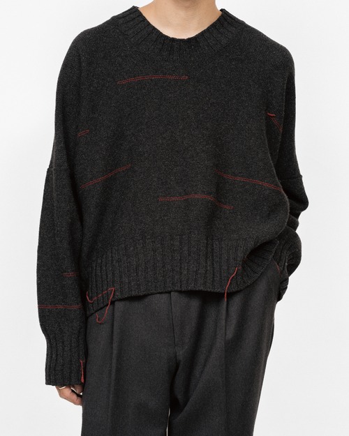 [90's] "SHIRIN GUILD" Geelong Lambs Wool Mock Neck Sweater (Made in U.K.)