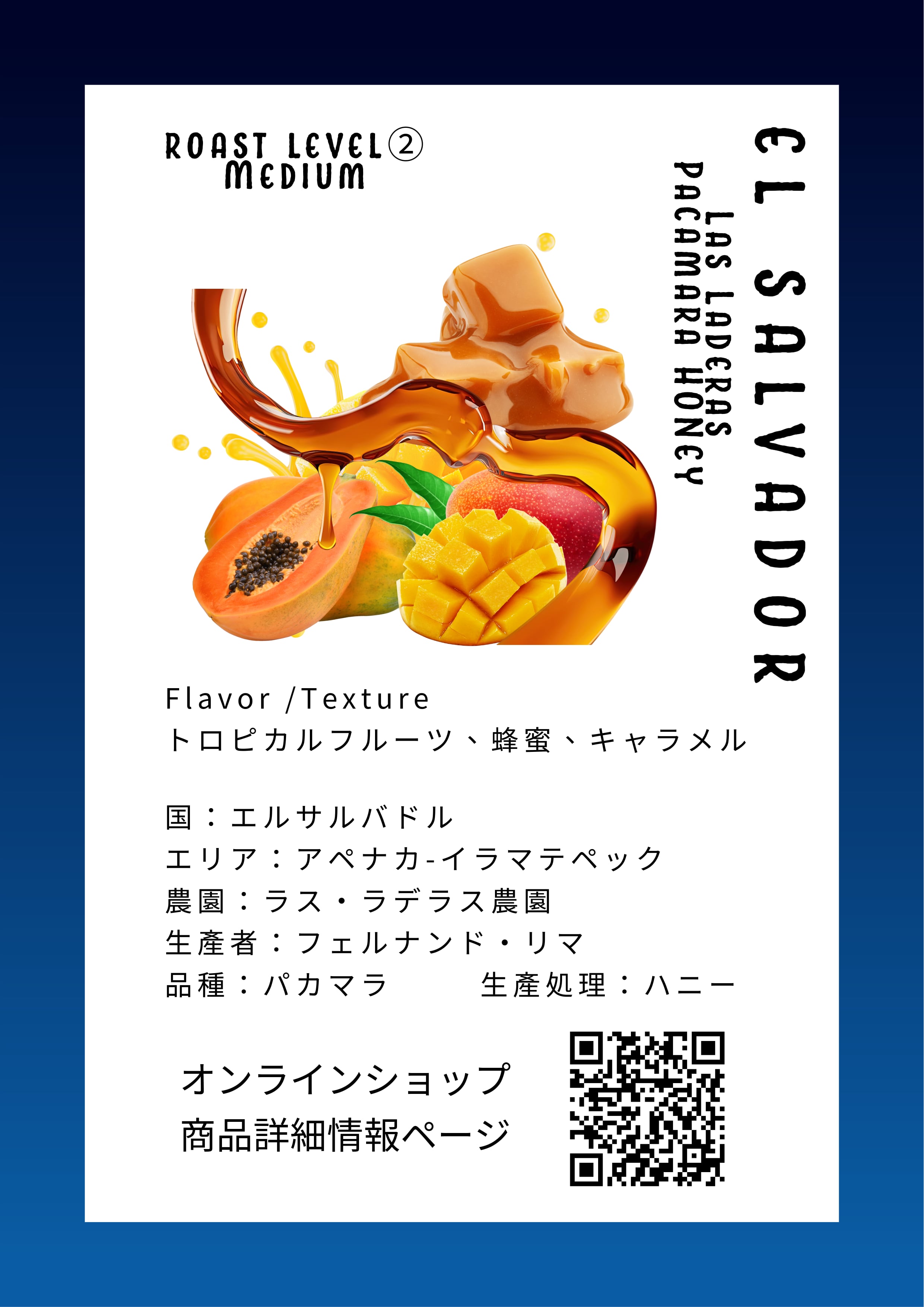 エルサルバドル ラスラデラス パカマラ ハニー（200g）コーヒー豆