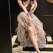【2点セット】Vネックフロントギャザーノースリトップス＋ドットチュールティアードスカート ・69211