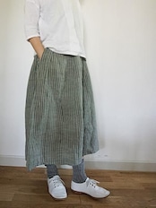ヤンマ産業 会津木綿タックスカート ひすい 丈10㎝+