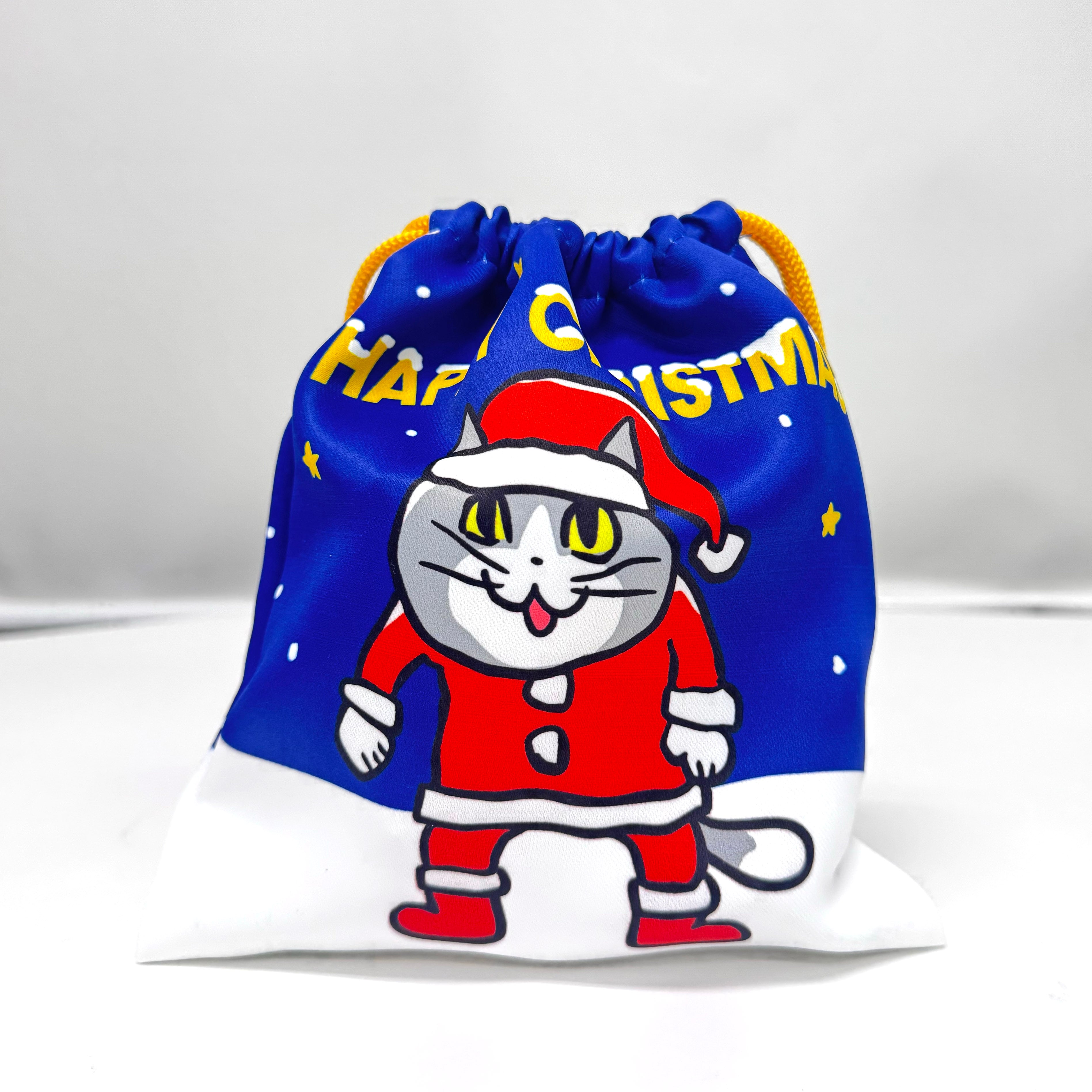 クリスマスな巾着 仕事猫 | くまみね民芸 通販部