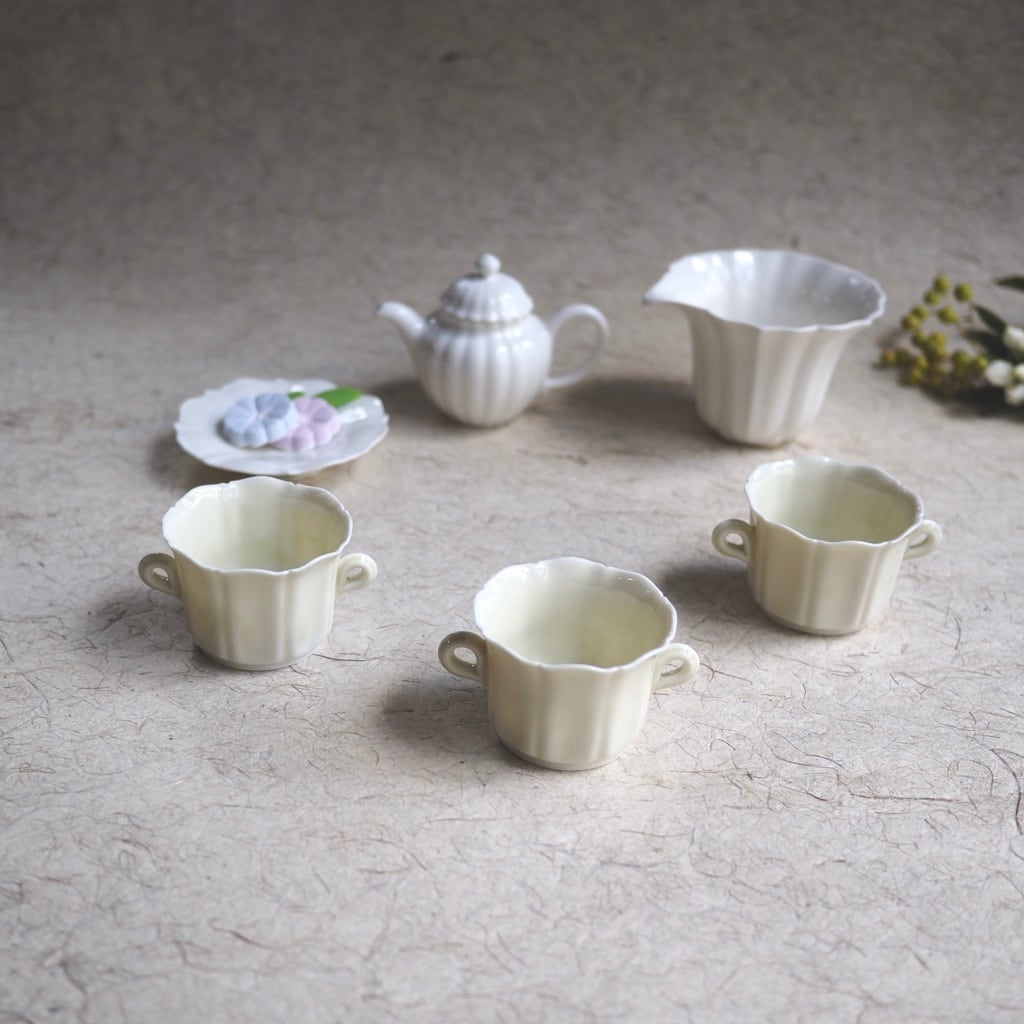 色原 昌希/白磁 6稜花茶海(片口)