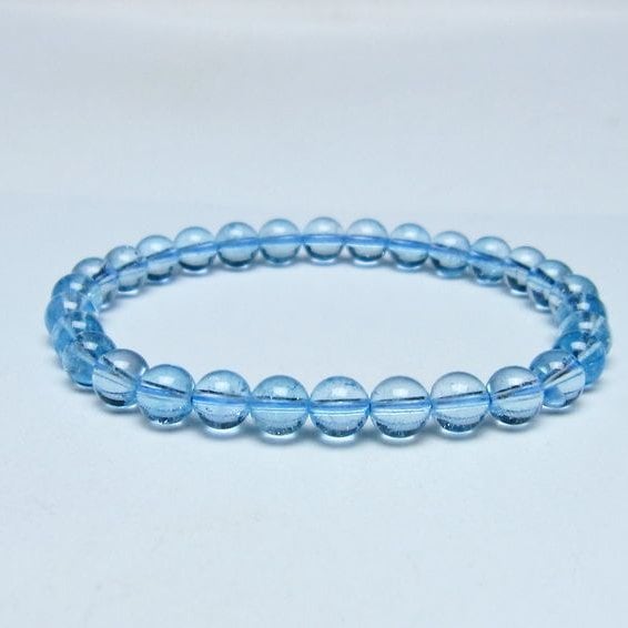 ブルートパーズ ブレスレット 6mm トパーズ 一点物 メール便可 111-53682