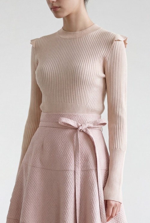 SOFIA RIB KNIT NUDE PINKBEIGE