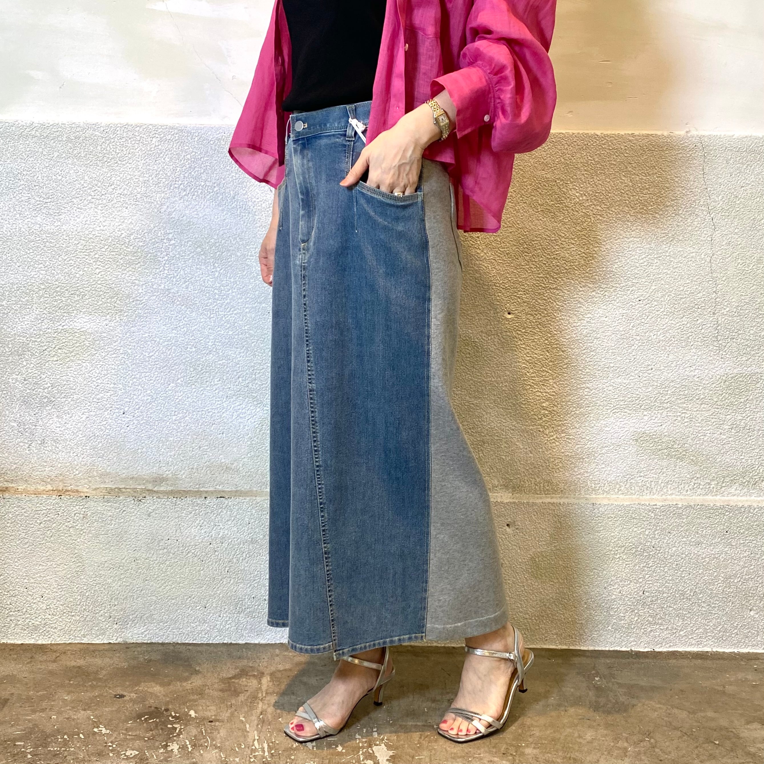 ブルーフロンセ　デニムスカート blue fronce ブルーフロンセ バックリブデニムタイトスカート