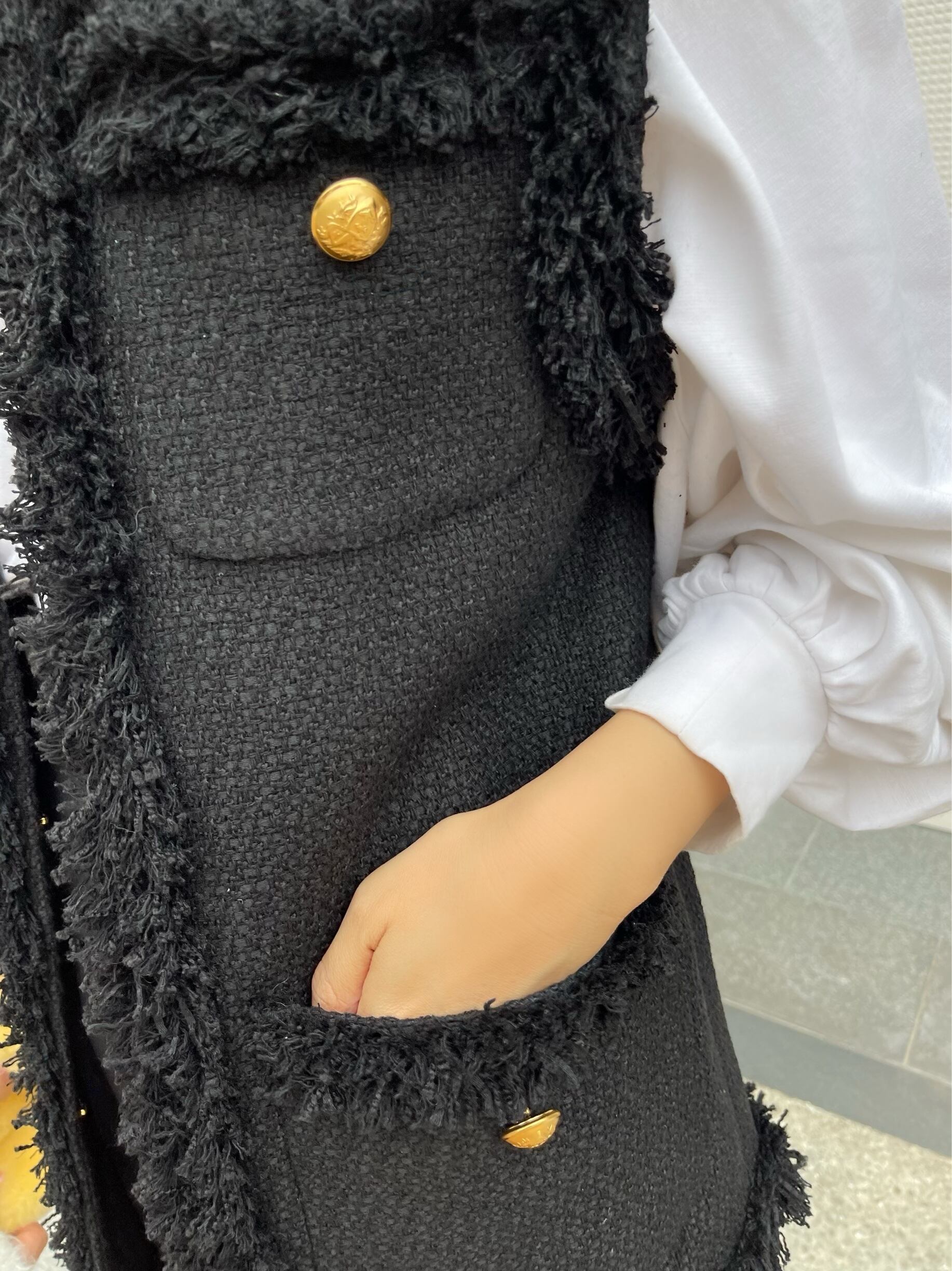 HYEON ヘヨン tweed gilet / black