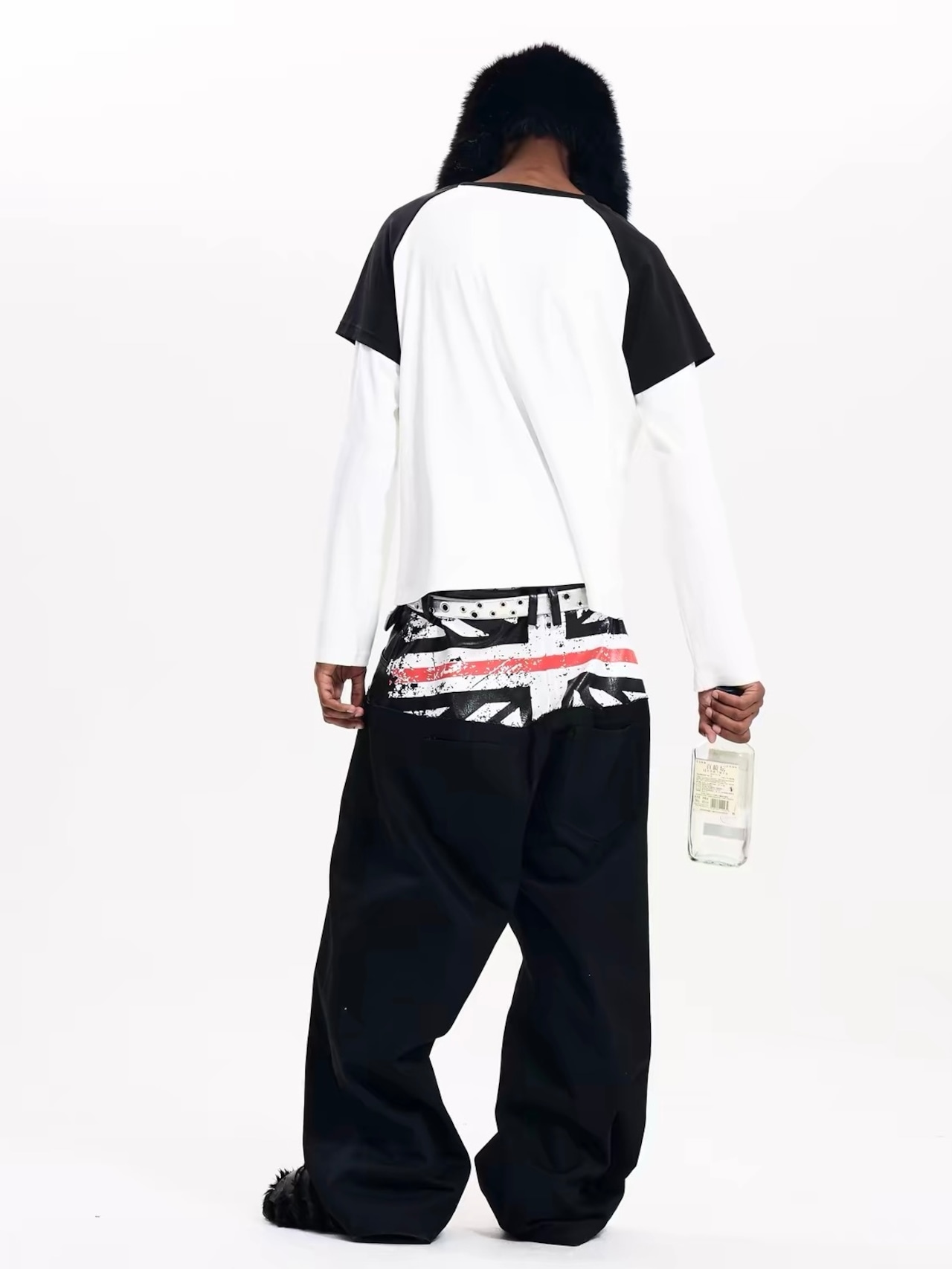 【Fourth3ex】Union Jack Leather Panel Denim Pants