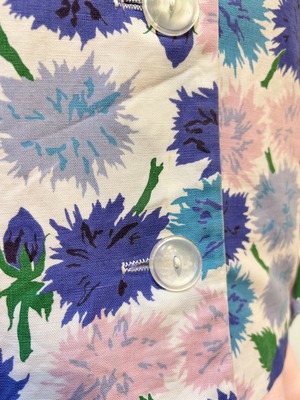 50's60's blue flower blouse jacket